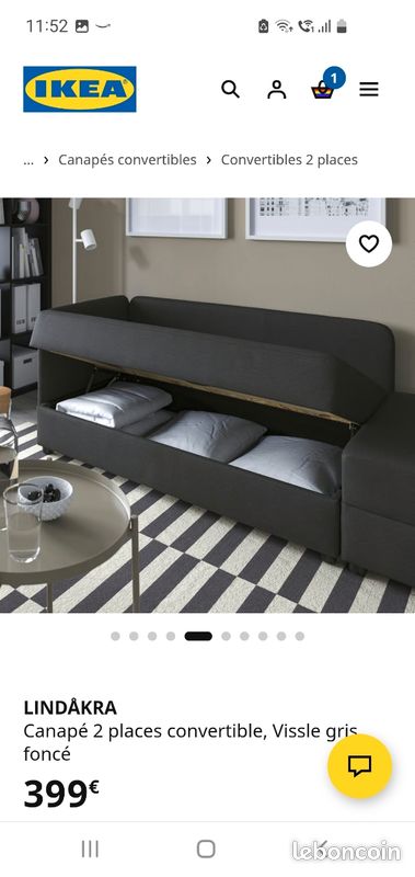 Canapé lit 1 place neuf IKEA 300 (image 3)