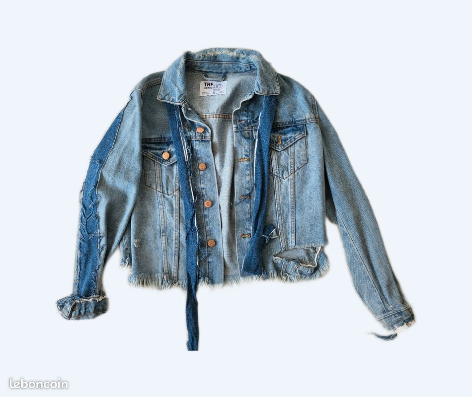 Veste Jean Bleu Tie-dye Zara Vintage Taille M - Parfaite Pour Un Look Décontracté Rétro