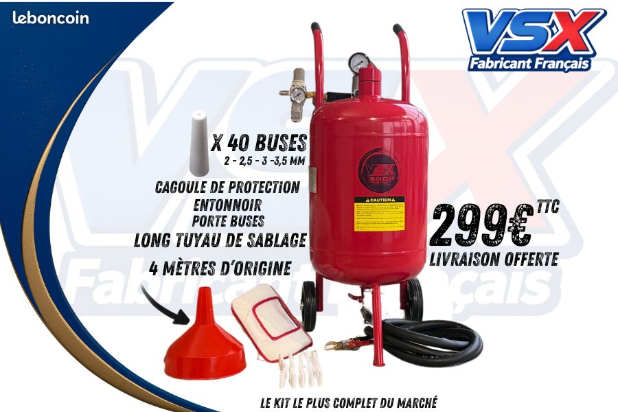 Sableuse Aérogommeuse VSX POP « 37 LITRES » — Réglable en pression — Pack accéssoires complet (image 1)