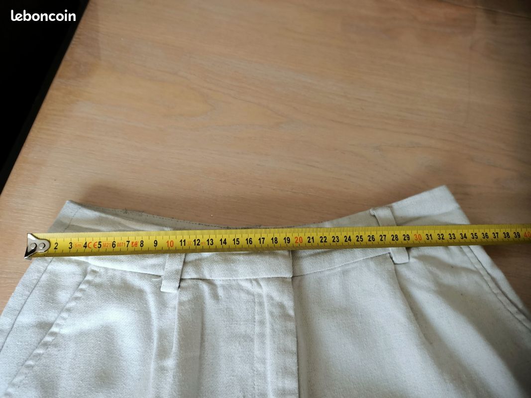 Pantalon Large En Lin Marron Pimkie - Taille 38 Coupe Petite - Occasion Très Bon état