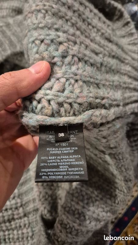 Pull Isabel Marant Noir En Alpaga - Taille 2 - Occasion Très Bon état - Col Rond