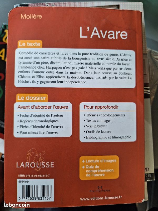 L'avare, Molière, petits classiques, éd.Larousse texte intégral (image 2)