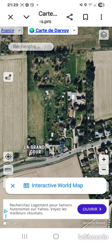 Terrain constructible 5750 m² – Darvoy – Cadre exceptionnel · 145 000 €