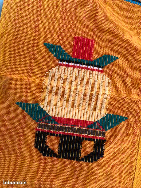 Nappe et serviettes artisanales africaines (Bénin) en coton tissé, 240*127 (image 3)