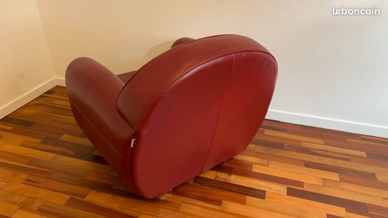 Fauteuil club cuir rouge (image 3)