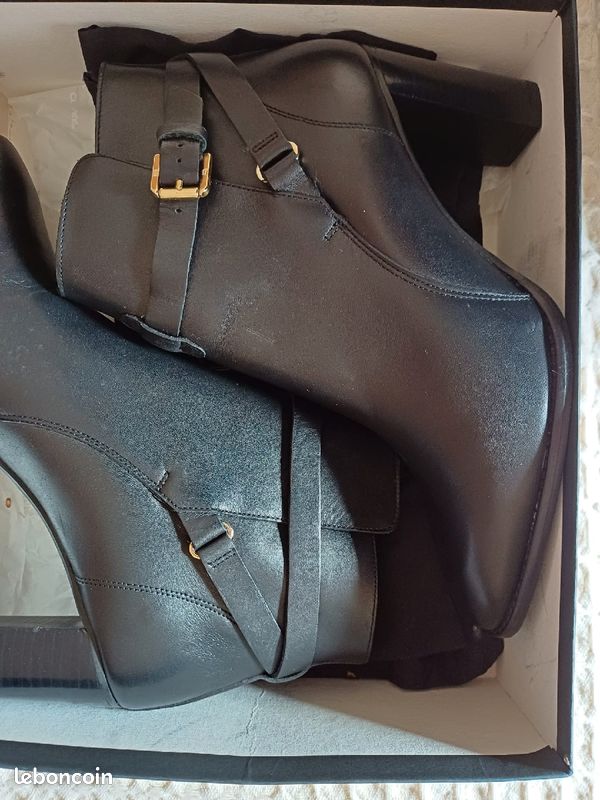 Bottines femme Massimo Dutti cuir noir taille 41 Chaussures