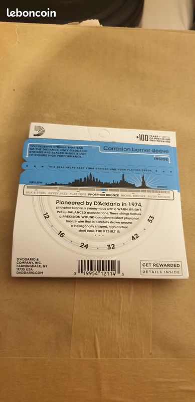 Jeu Cordes Guitare Acoustique D'ADDARIO EJ16 (.012-.053) NEUVES (image 2)