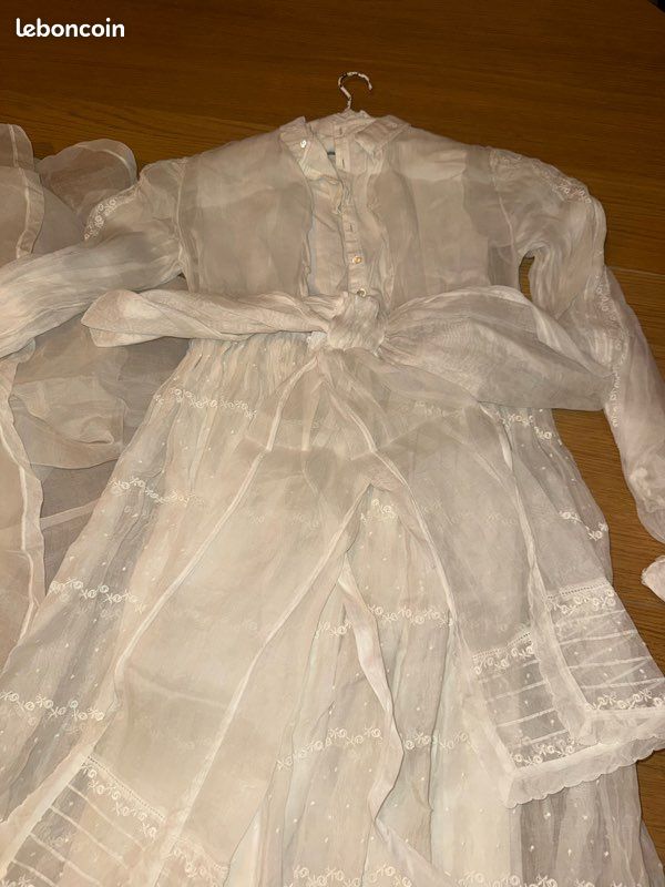 Ensemble voile, sac noeud er Robe de communion vintage blanche (image 3)