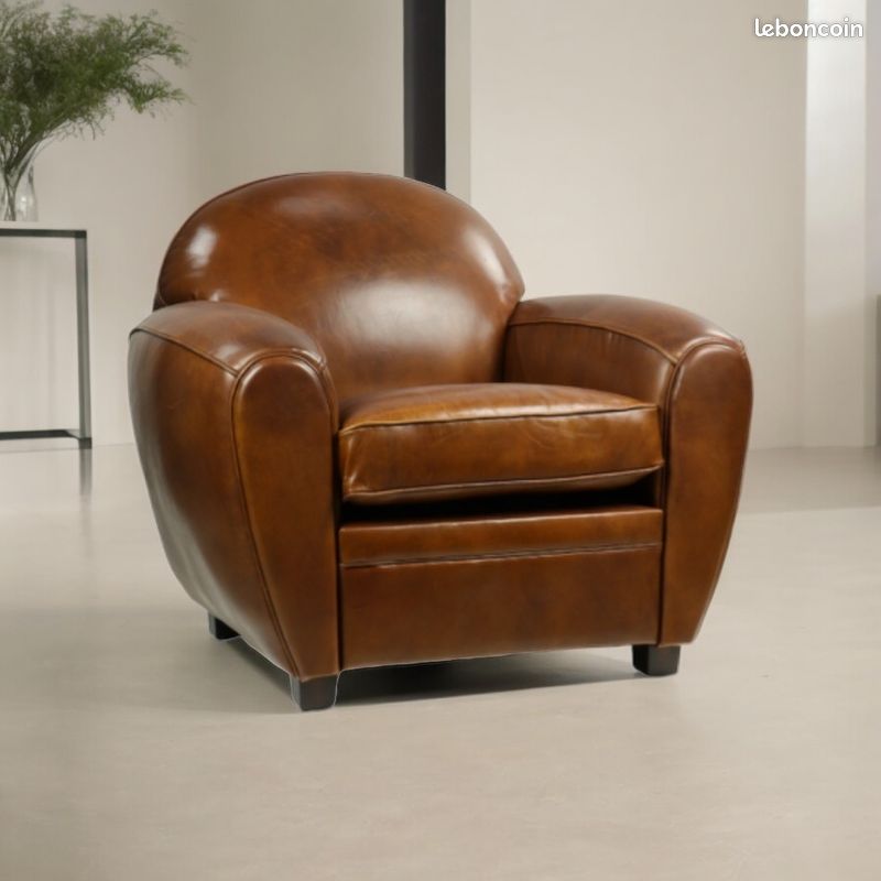 Fauteuil Club en cuir (Neuf) - Decoduweb (image 1)