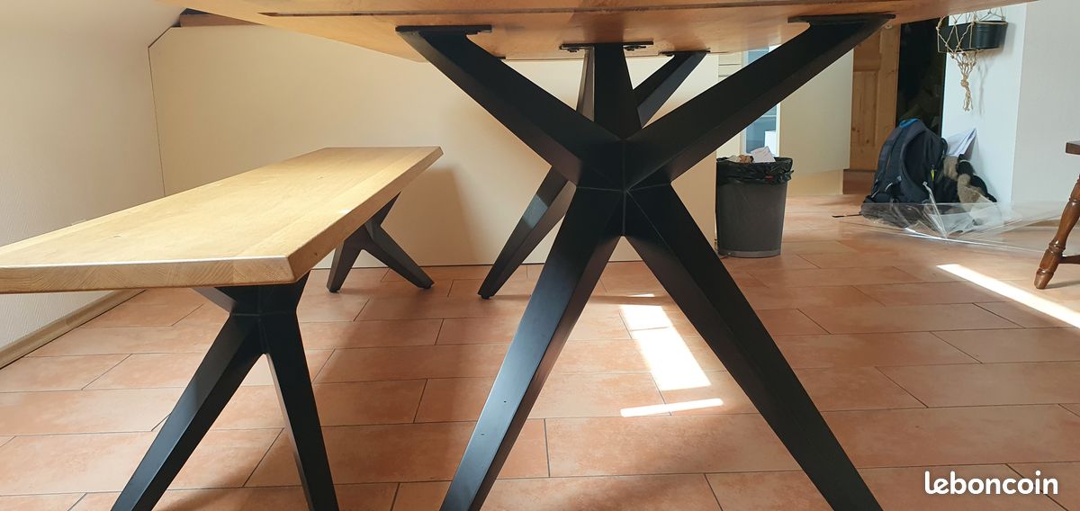 Table et banc en bois massif (image 2)