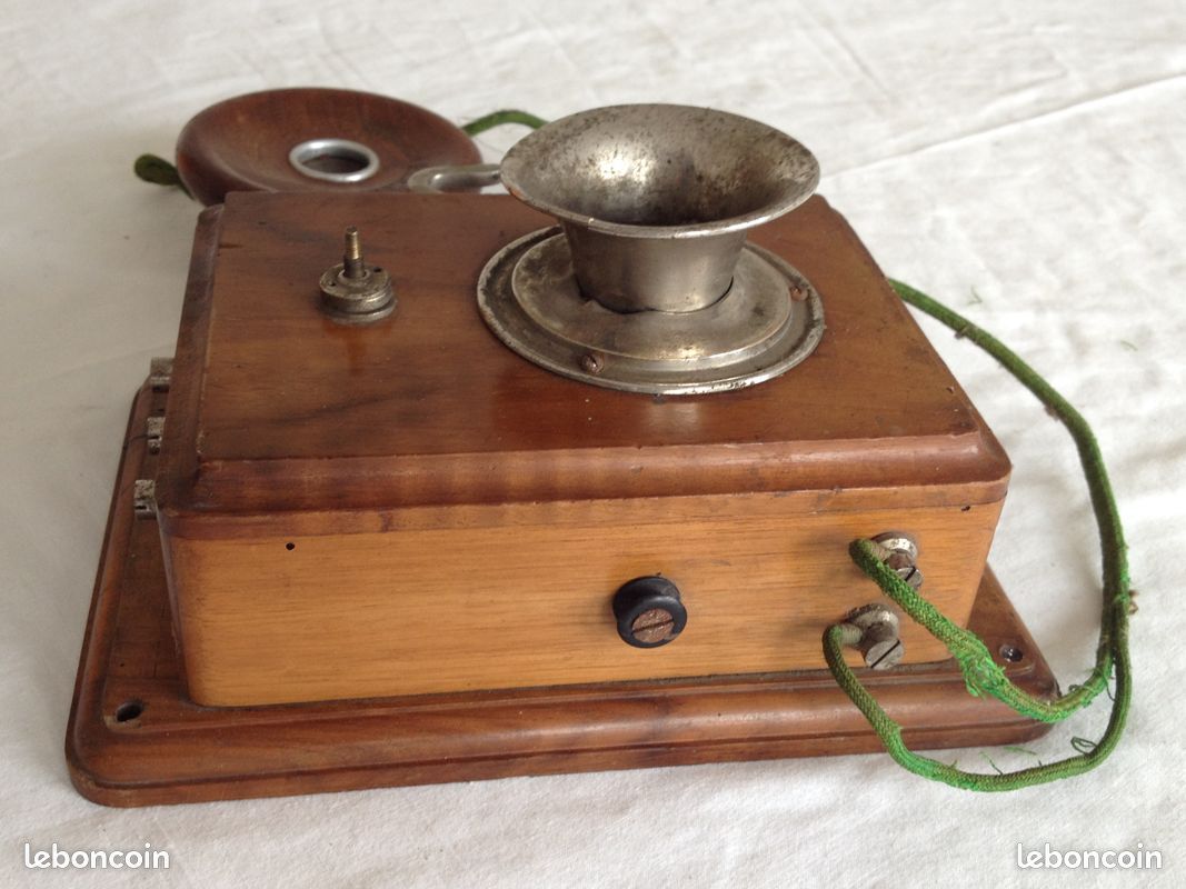 Ancien téléphone en bois écouteur Siemens & Halske année 1900 (image 9)