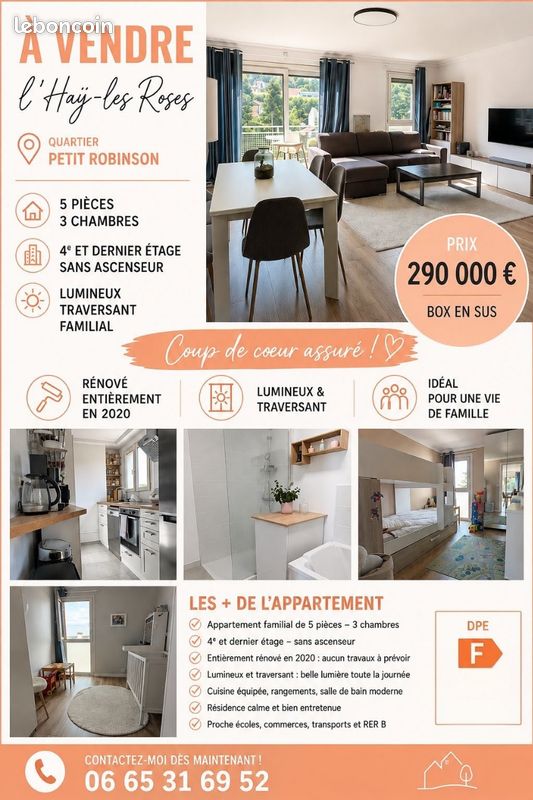 Appartement 5 pièces 74 m² · à L'Hay-les-Roses · 74 m² · 290 000 €