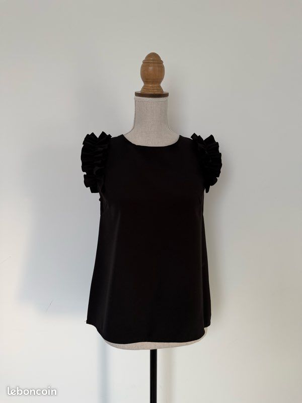 Haut top femme noir volant débardeur top M neuf (image 1)