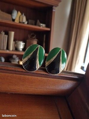 Boucles D'Oreilles Fantaisie Vintage à Clips - Style Rétro - Occasion En Bon État Général