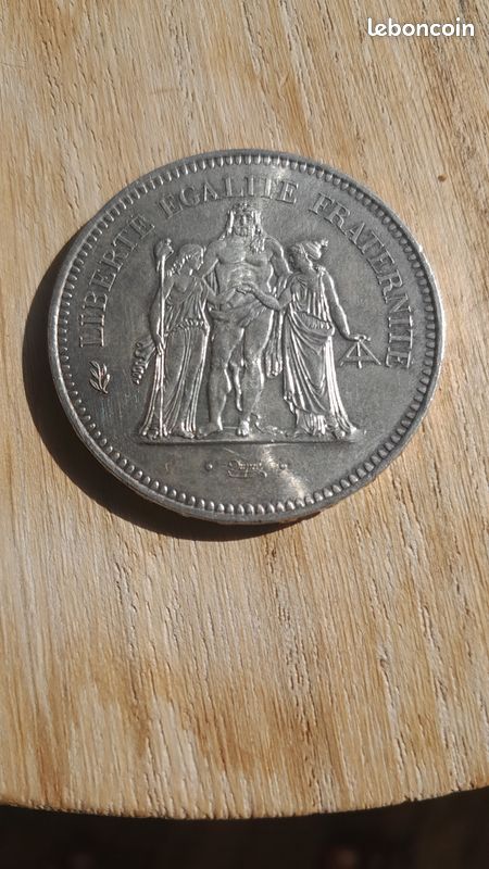 Pièce de monnaie 50 Francs 1977 Hercule en argent (image 2)