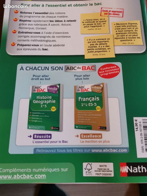Livre abc du bac 1er S édition nathan (image 3)