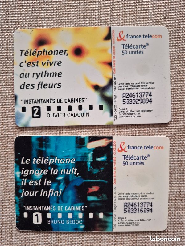 2 telecarte carte téléphonique instantané de cabines (image 2)
