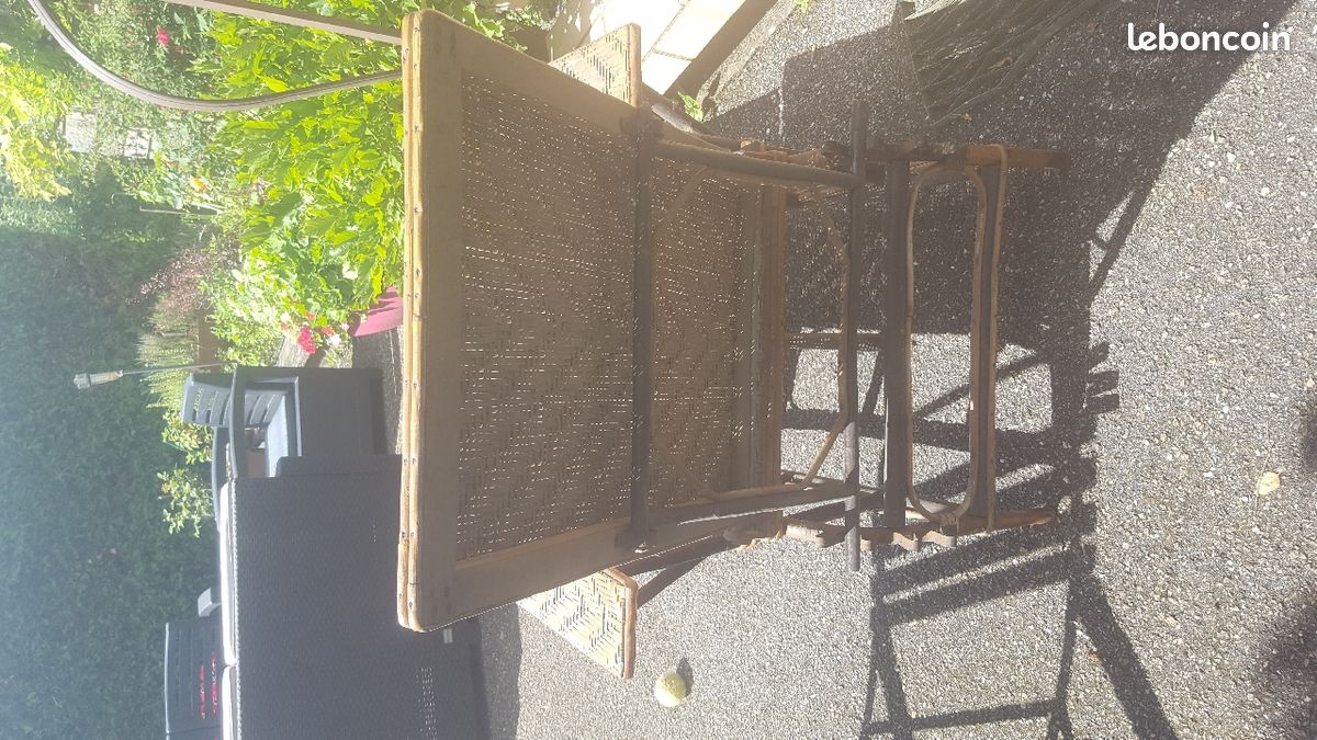 Chaise longue ancienne. Vintage rotin (image 3)