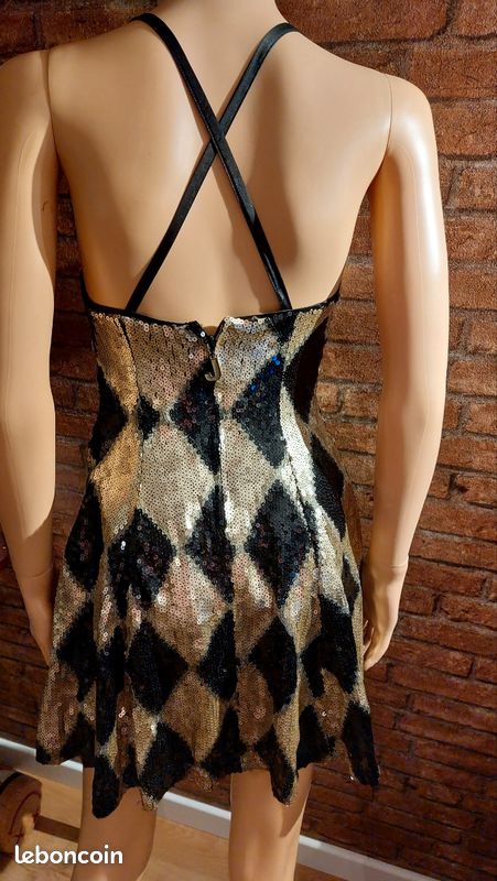 black and gold dress harley quinn Robe club cosplay 241107 Ianthe | Black Asymmetric-Neck Halloween costume Bottom Size:40x32