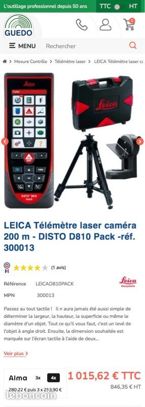 Télémètre Leica DISTO D810 Touch – Laser, Très Bon état, Fonctionne Parfaitement