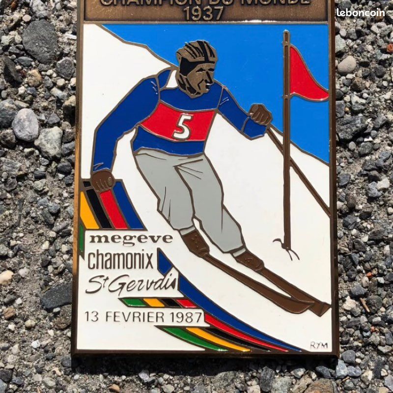 Ancien Insigne École Du Ski Français – Chamois Bronze Sur Cuir, Années 70