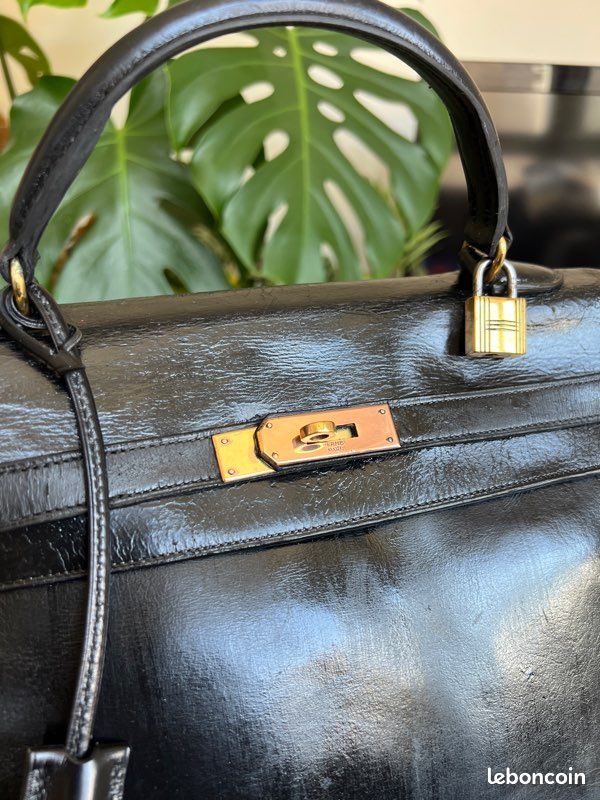 Hermès Kelly 32 noir vintage 1949 – cuir Box (image 6)