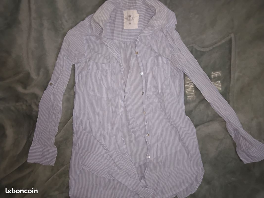 Chemise a rayures blanches et bleues H&M (image 1)