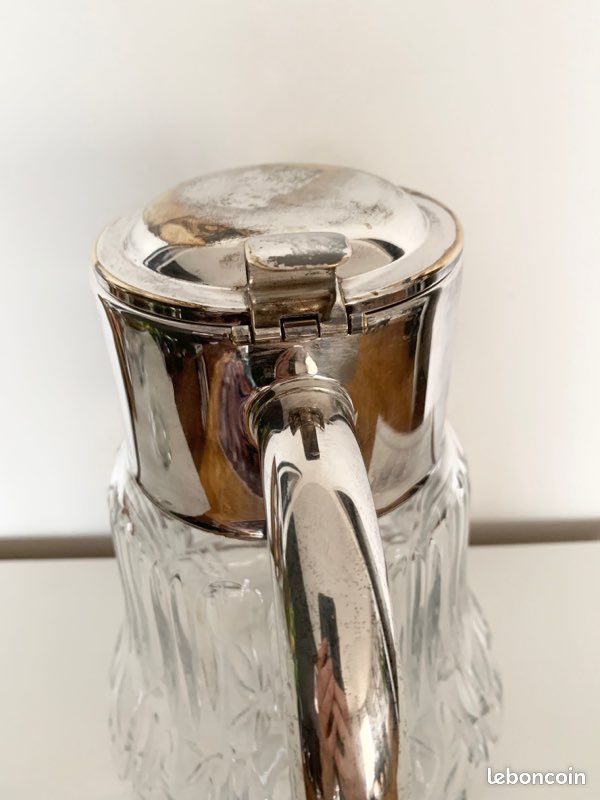 Importante carafe en cristal et métal argenté (image 5)