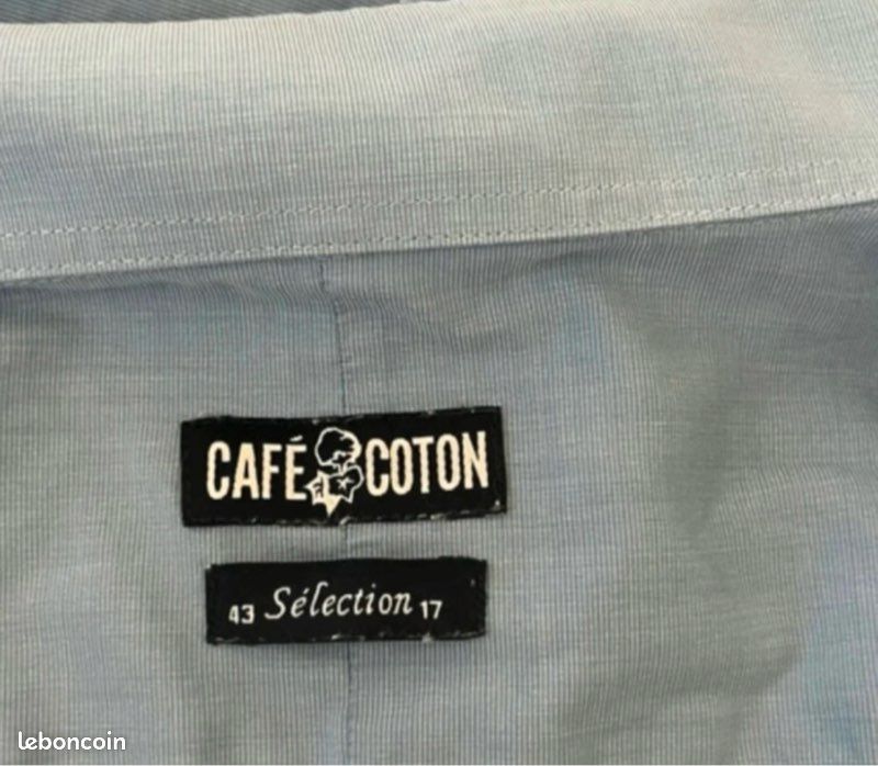 Chemise, homme bleu "café coton " taille XL (image 2)