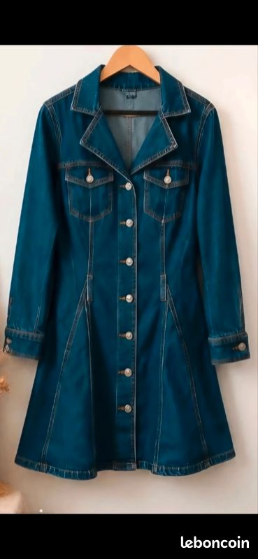 Robe veste femme jean bleu (image 2)