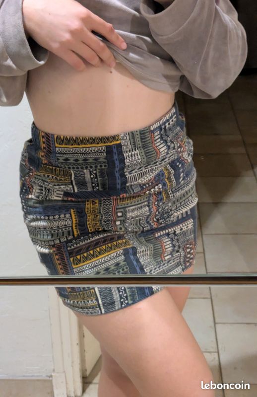 Jupe Paillette Géométrique Multicolore Chic Mini Jupe Paillette Géométrique Multicolore Chic Mini