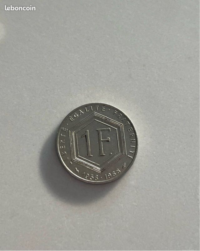 Collection, ancien, vintage Lot pièces 1 francs jaques rueff 1996, Charles de Gaulle 1958-1988 (image 3)