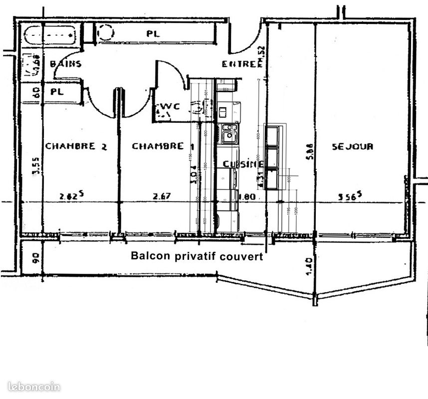 Appartement 3 pièces 63 m² · à Mérignac · 63 m² · 1 115 €/mois