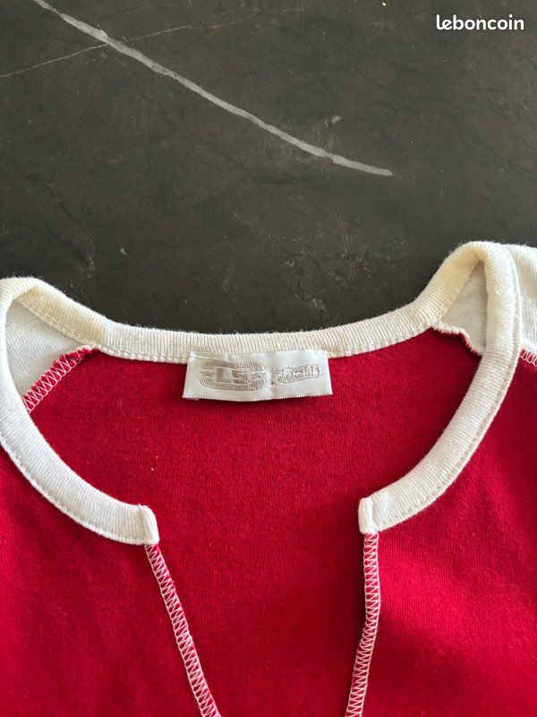 T-shirt Collégial Rouge – Taille XL, 100% Coton, Neuf Avec étiquette