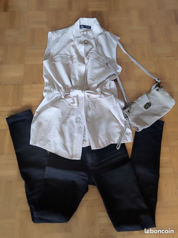Gilet Zara - Style Plaid Beige - Taille Petite (S) - Neuf Sans étiquettes