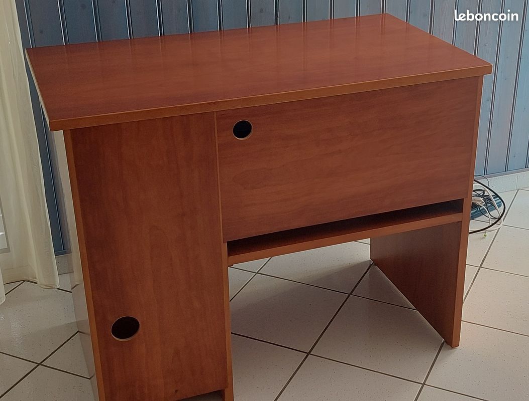 Meuble Informatique / Armoire TV En Merisier Massif, Vintage, 100 Cm, 40 Kg, Très Bon état