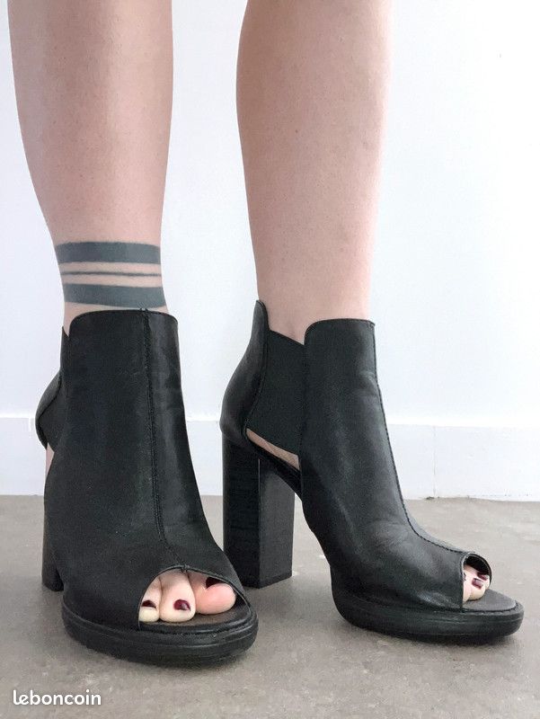 Talon Bottine Chaussette Ouverte Bottine Talon Boots Femme Ouverte