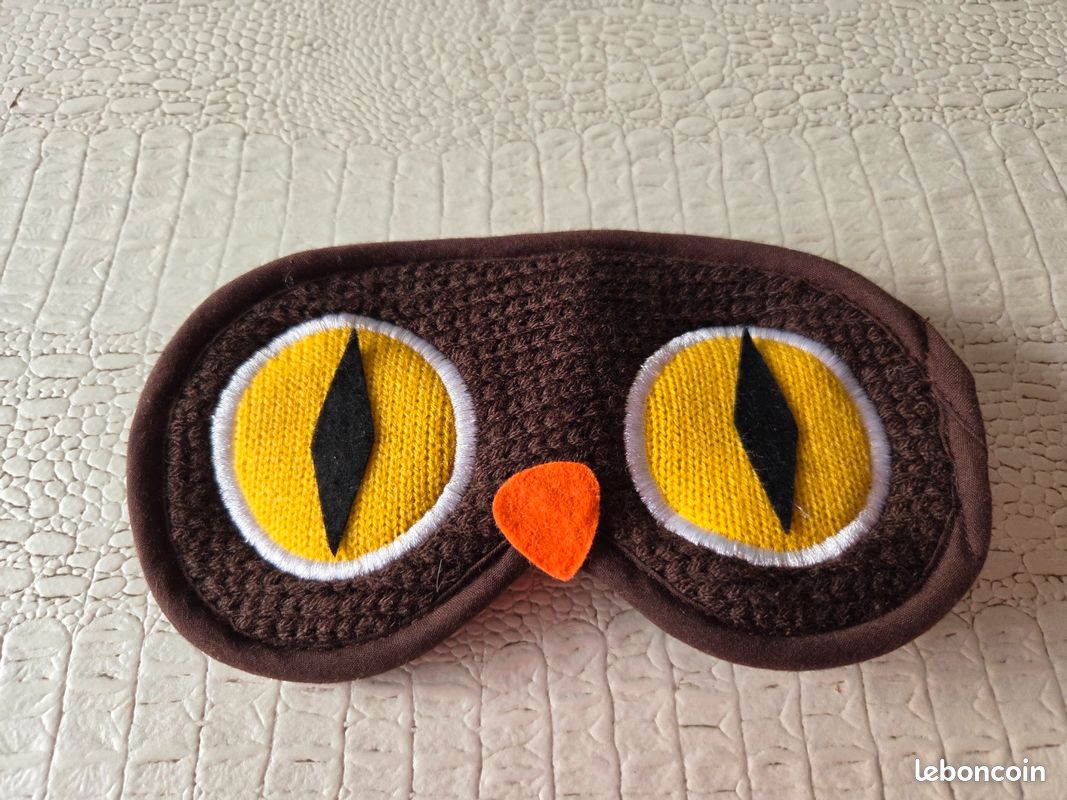 Masque De Nuit Nocturne Chouette Hibou Style Crochet Neuf (image 2)