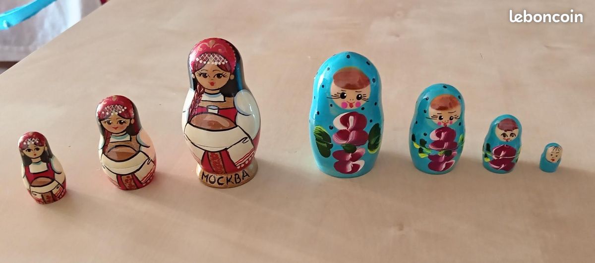 20 Poupées Russes Traditionnelles Multicolor - Fait Main Par Titova (Russie)