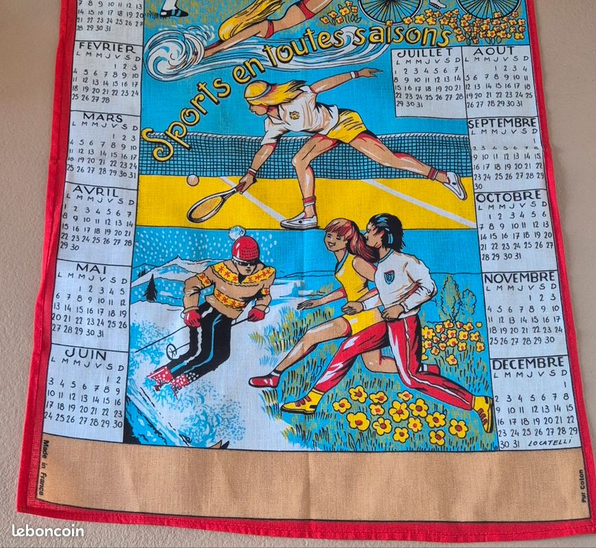 ANCIEN TORCHON CALENDRIER ANNÉE 2003 DECO NOEL PA CPA PTT LA POSTE TAPISSERIE