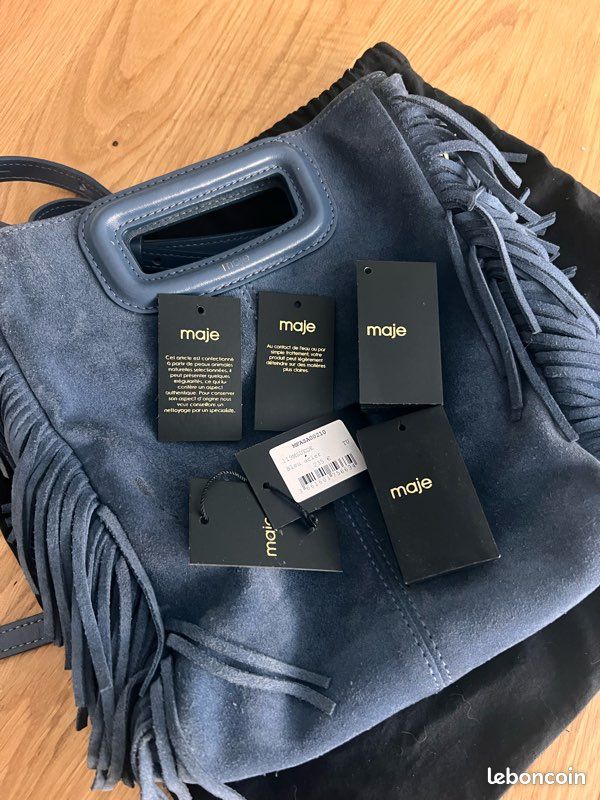 Suède Sac Maje M Noir Cuir Sac M Maje En Cuir Suède Bleu