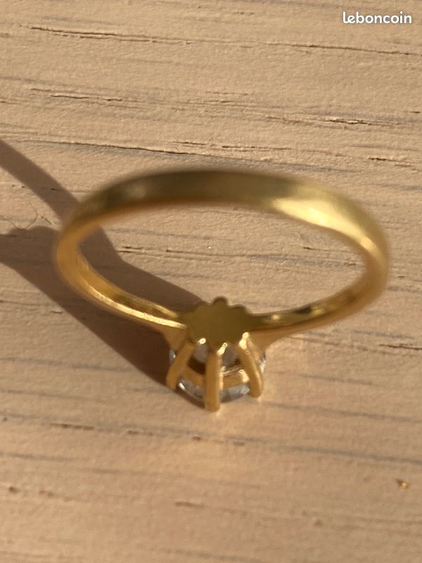 Bague Plaquée Or Taille 56 - Bijou Vintage Occasion, Sans Marque