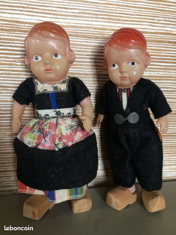 Couple poupée ancienne hollandaise 18 cm (image 2)