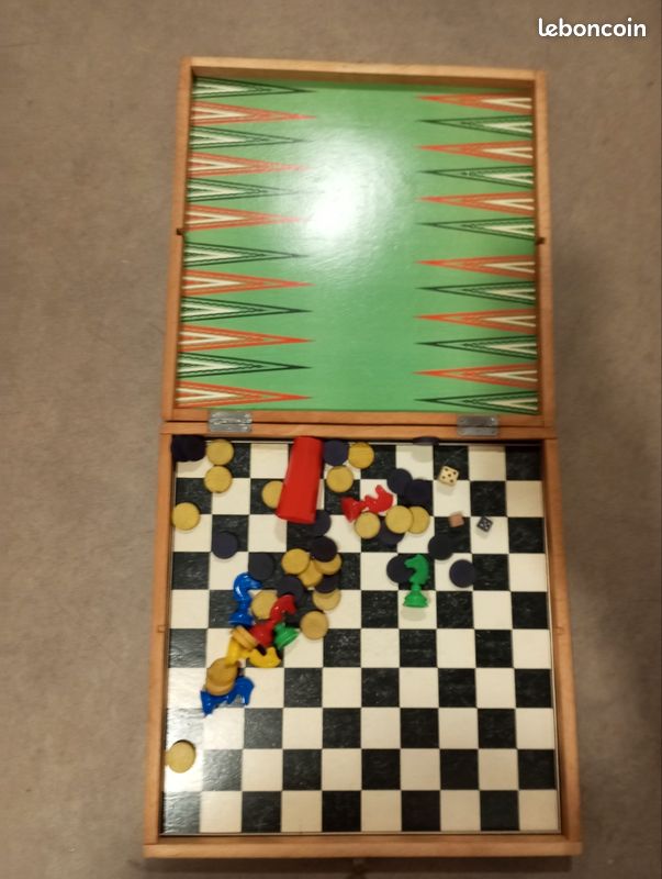 1950 plateau 33x33x5cm made in France jeujura jeu de l'oie petit chevaux dès dames échec - BACKGAMMON - 4 jeux plateaux 1950 jeu jura anciens rétro vintage (image 3)