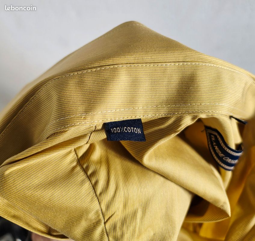 Chemise Bande Originale jaune moutarde, coupe classique, poche poitrine taille L/XL (image 5)