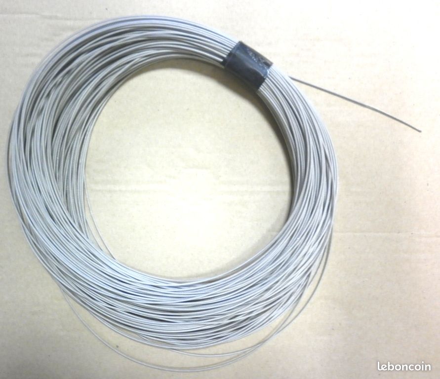 Câble inox diamètre 1,05 mm recouvert de rilsan à 1,30mm, longueur suivant besoin (image 1)