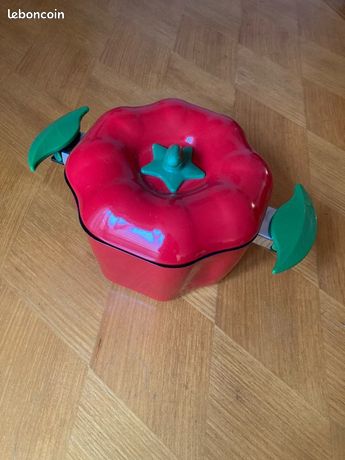 Cocotte En Forme De Poivron Vintage - Émail Rouge, 18cm - VM/WB