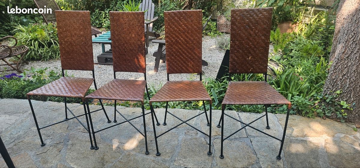 CHAISES rotin et fer forge (image 1)
