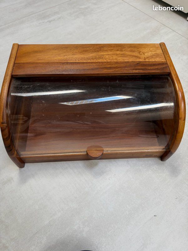 Grande Boîte à Pain En Bois - Couvercle Coulissant - Marron Foncé - 40 Cm