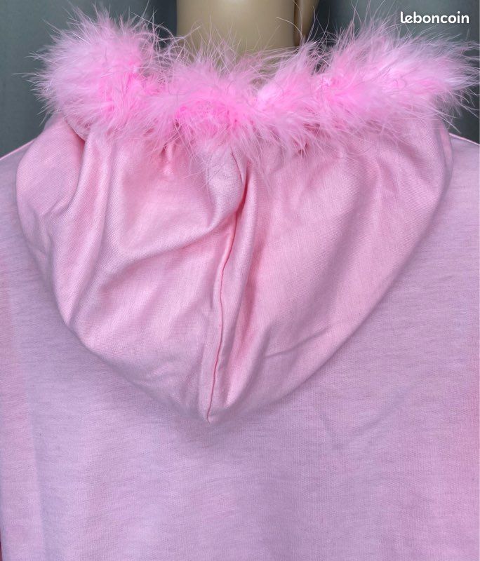 Sweat à Capuche Crop Victoria's Secret Rose Marbré - Neuf Avec étiquettes, édition Limitée